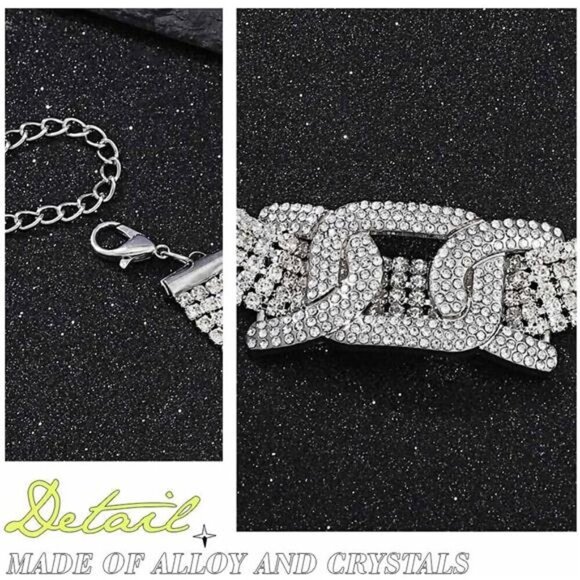 Sparkling Crystal Rhinestone Choker Necklace – Glamorous Statement Chain Design - Picture 4 of 5